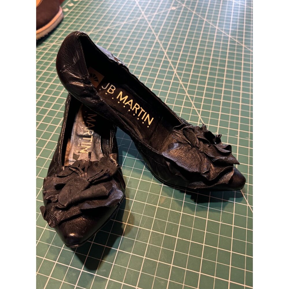 Vintage JB Martin Black Leather Heels Italy Size 36